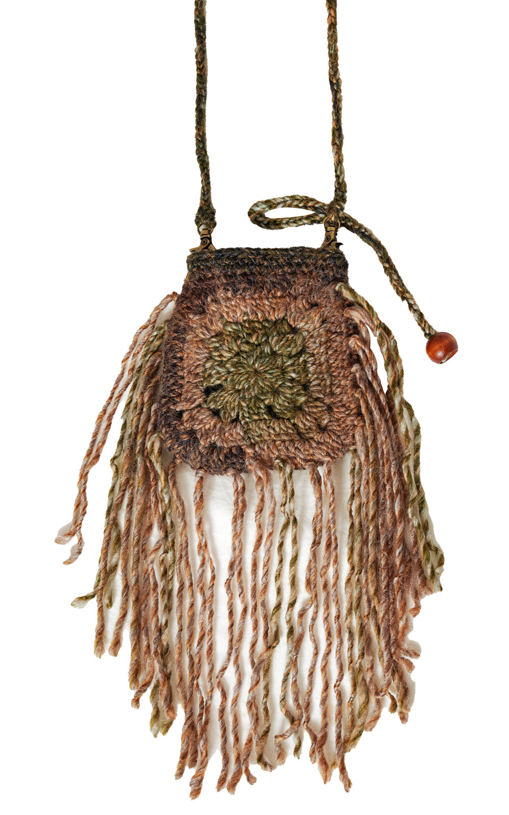 HANDMADE WOOL MIXTURE FRINGE MINI BAG_[OL