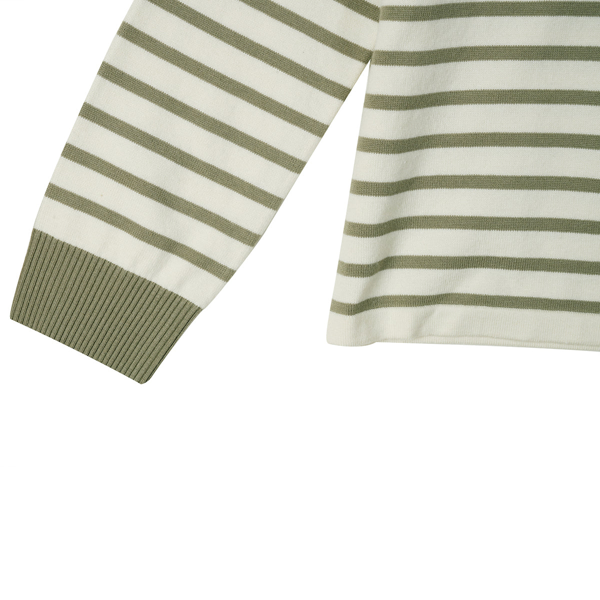 ストライプカラーニット / STRIPE COLLAR KNIT_OLIVE