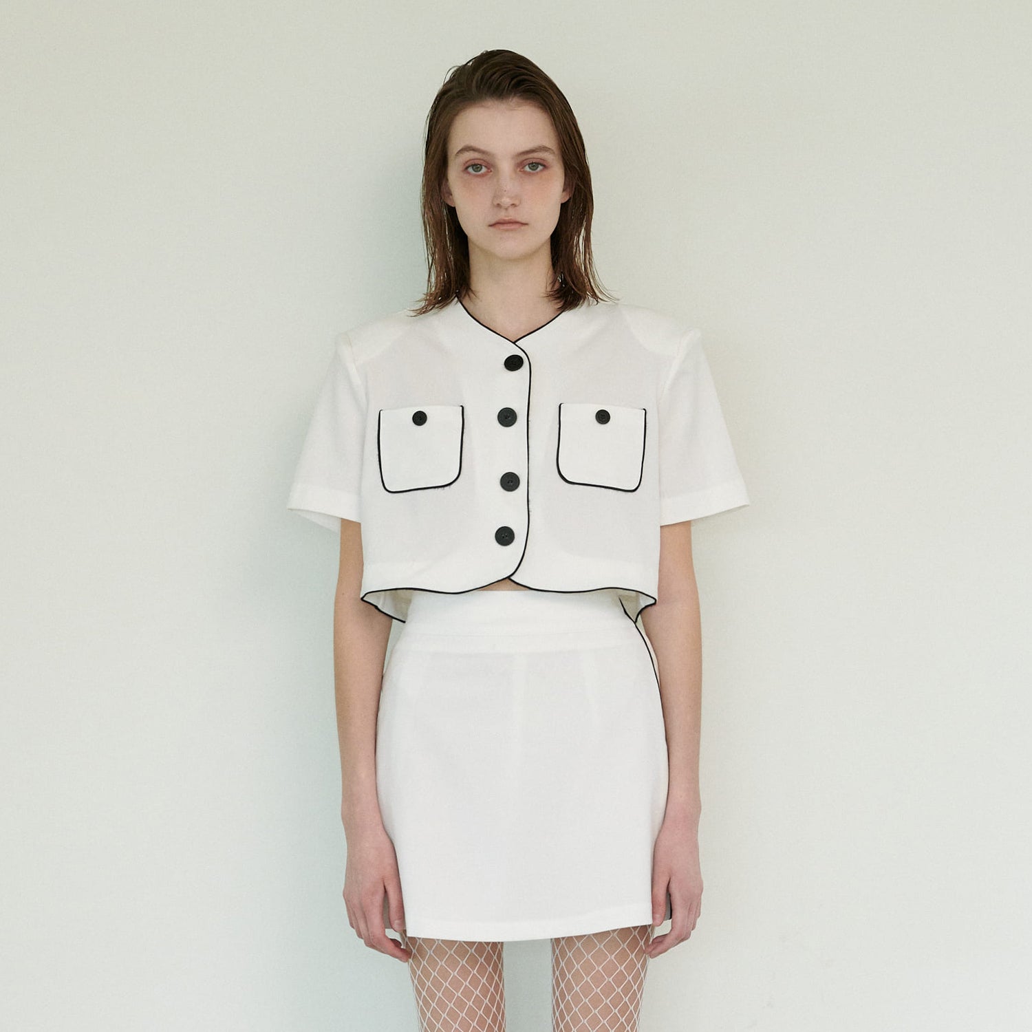  LINE BUTTON JACKET, WHITE