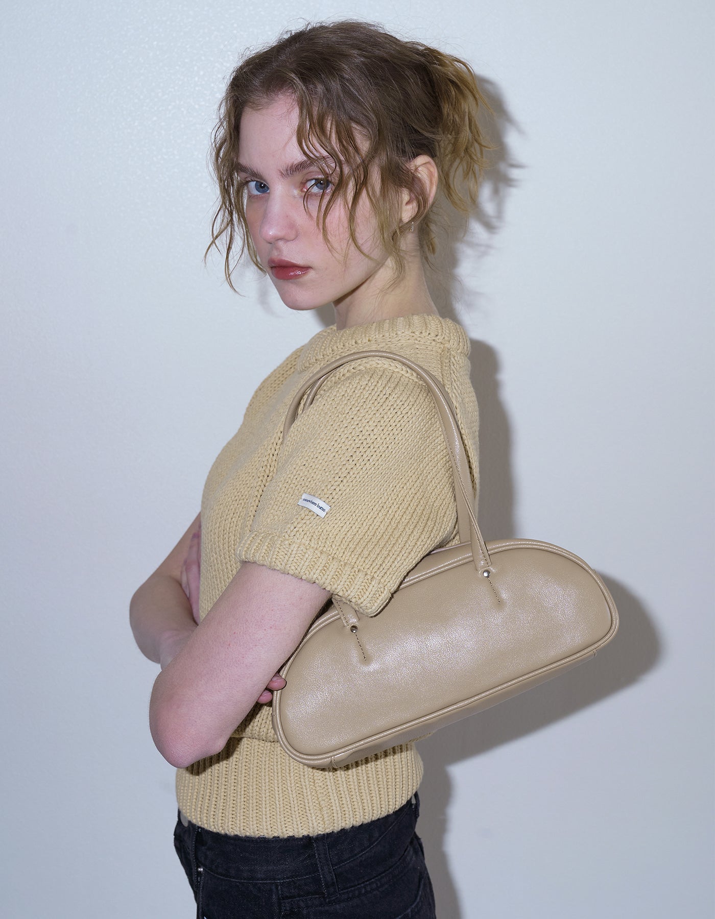 demi baguette bag - sand beige