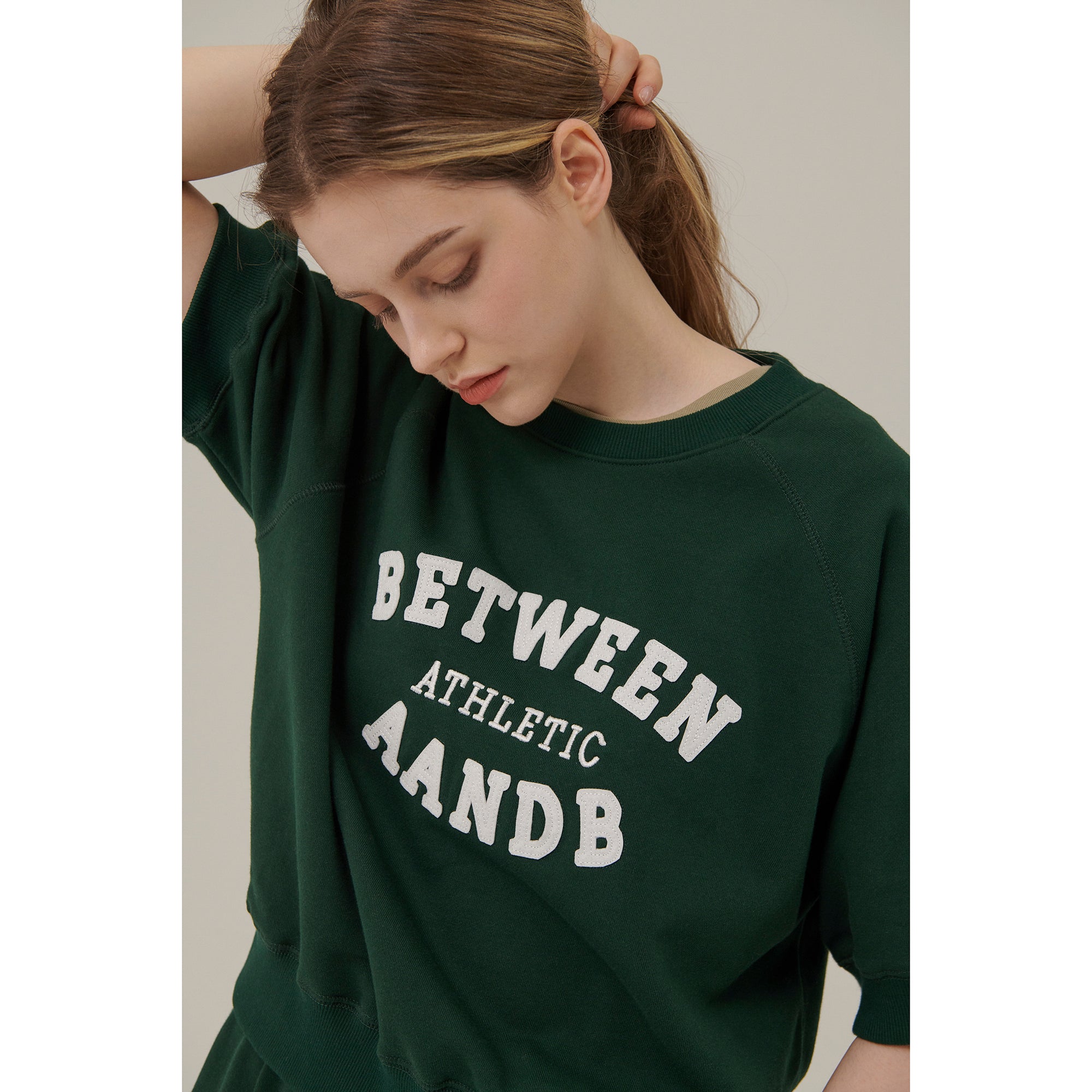 RAGLAN SHORT SLEEVE SWEATSHIRT_DEEP GREEN