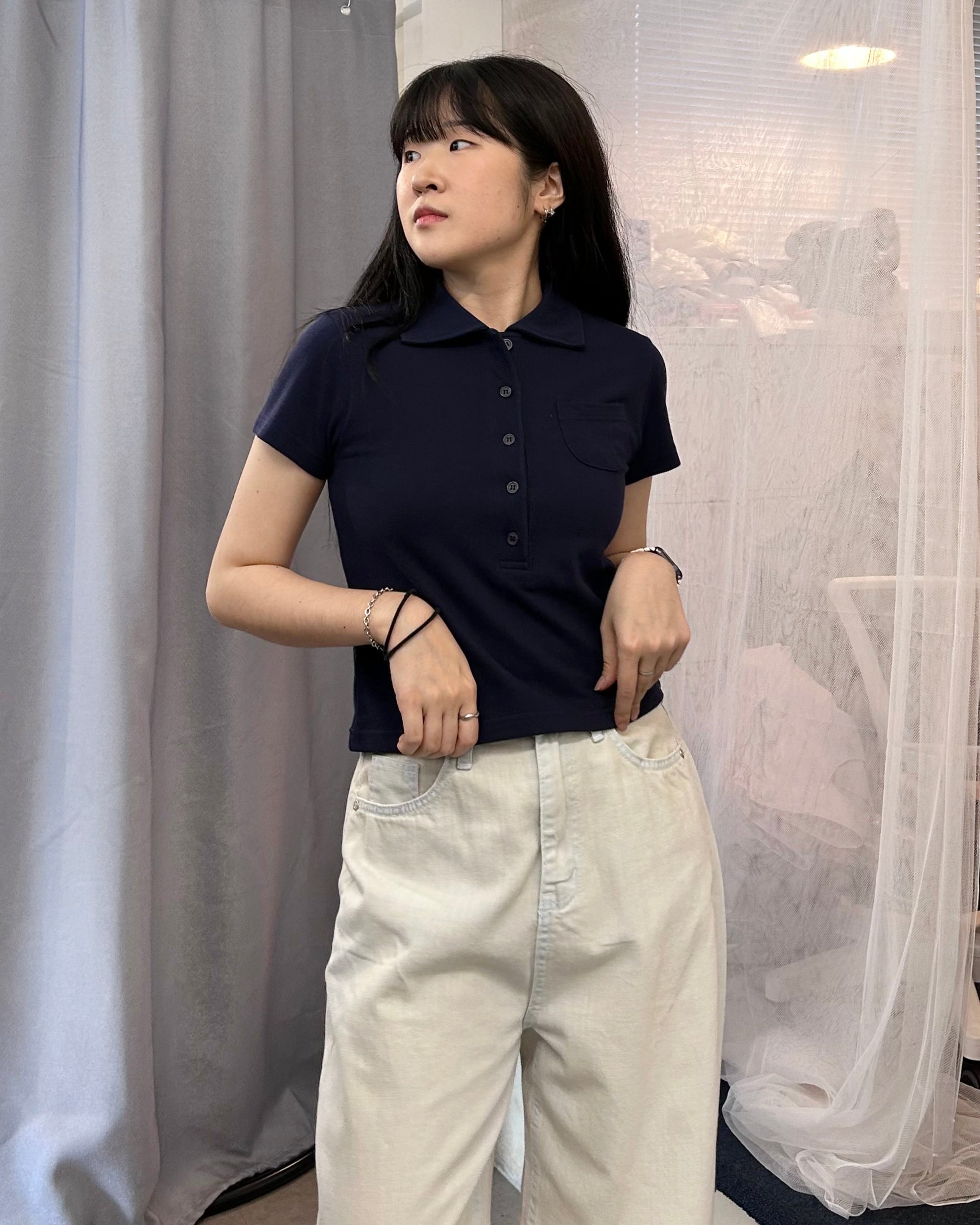 CROPPED POCKET PK HALF TSHIRT