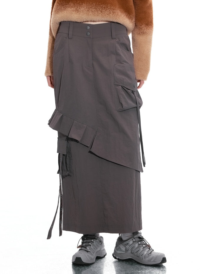 Frill Vintage Cargo Long Skirt