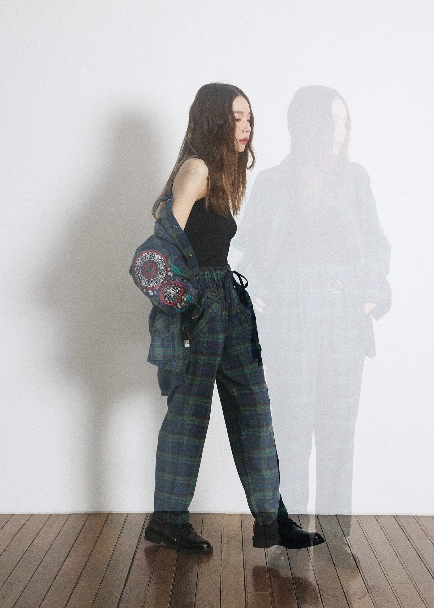 DREAMCATCHER CHECK LOOSE-FIT PANTS (Blue)