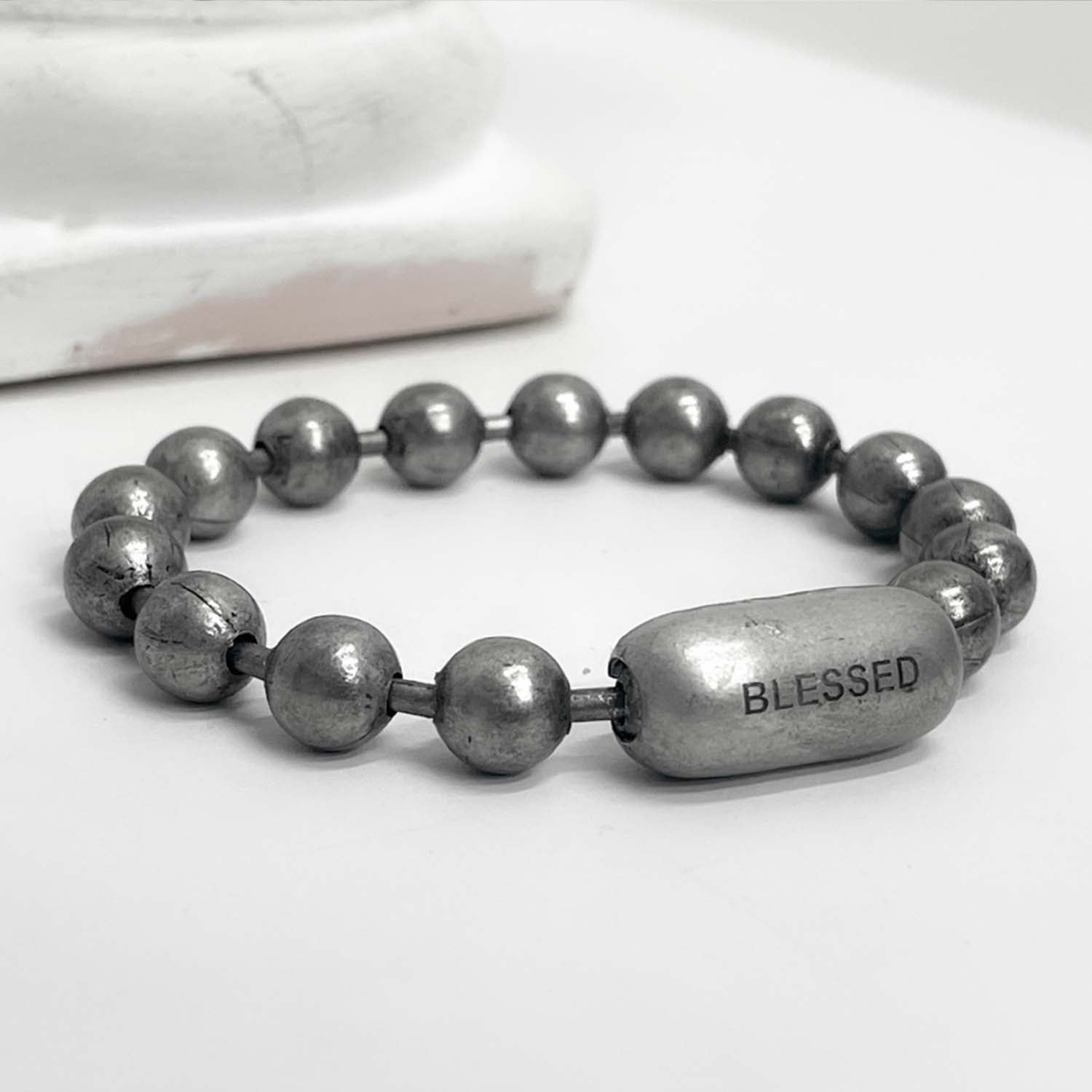 [BLESSEDBULLET]9mm ball chain bracelet_dark silver