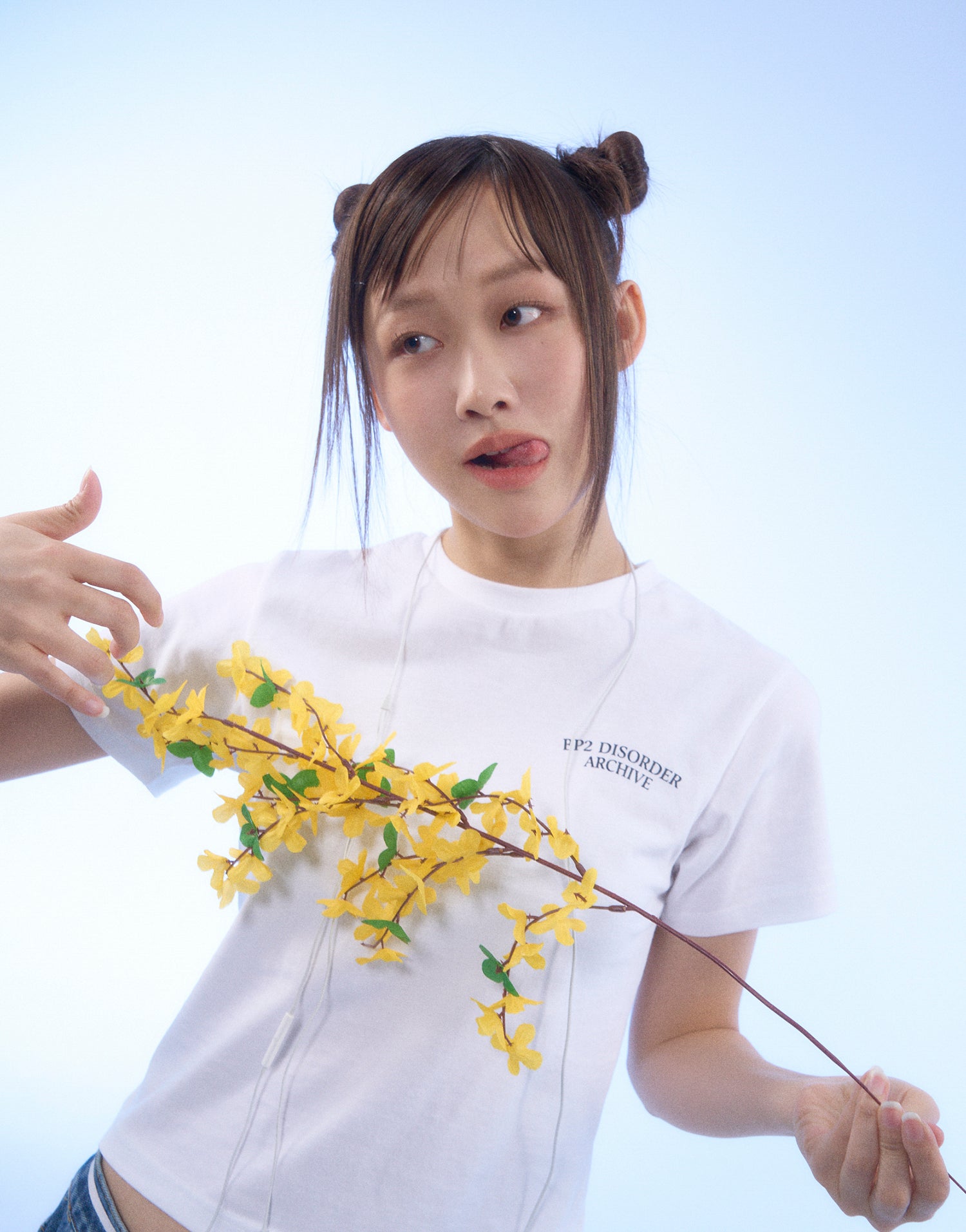 BIG FLOWER CROP TEE WHITE