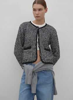 (JK-2926)BOUCLE TWEED-LIKE KNIT JACKET