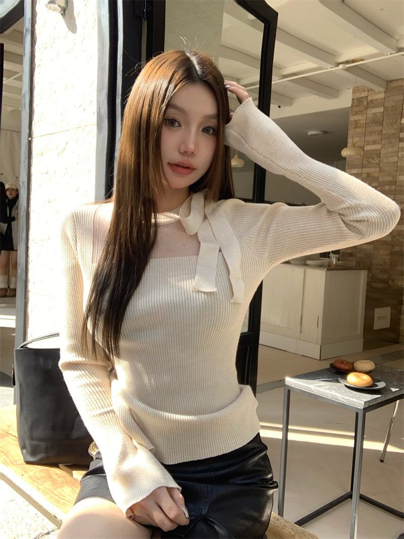 High-end bow knit top