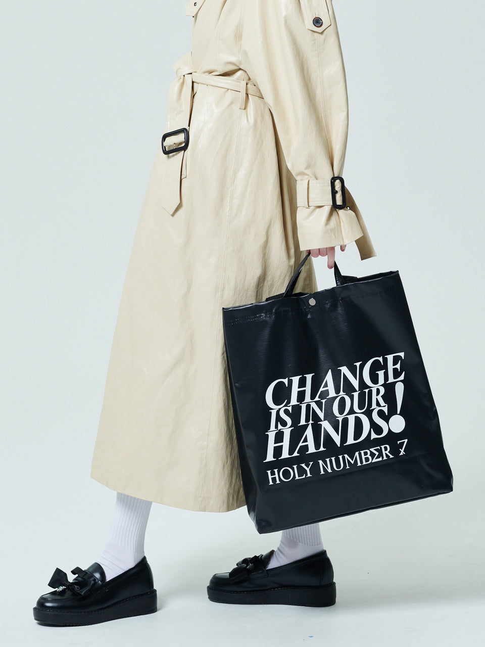 SMILE BIG SIZE SHOPPER BAG_BLACK