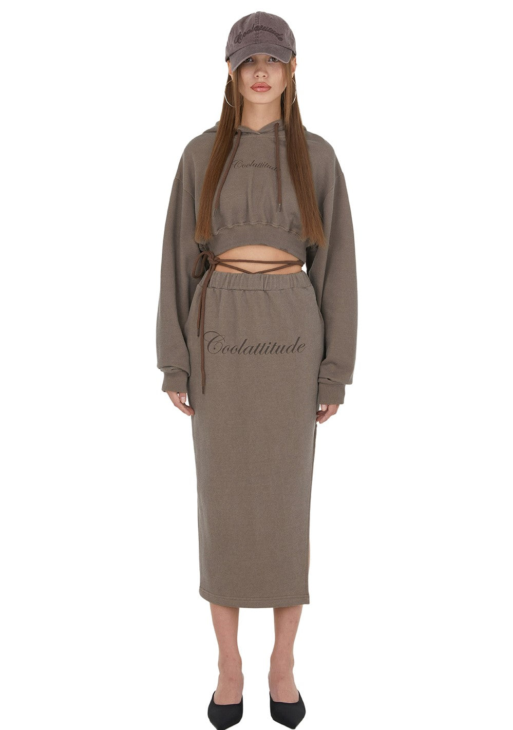 [ISK001-6] COOL ATTITUDE SLIT SKIRT BROWN