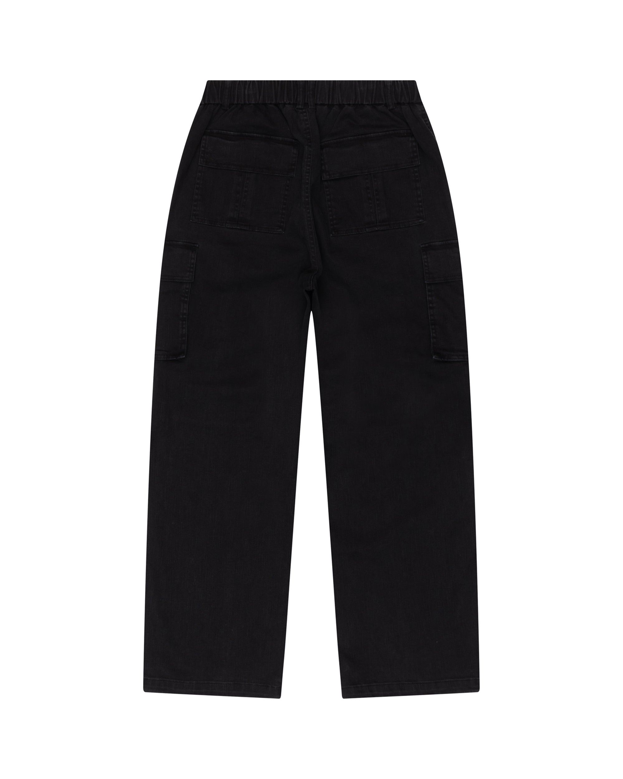 Washed Semi Wide Cargo Pants (Black)