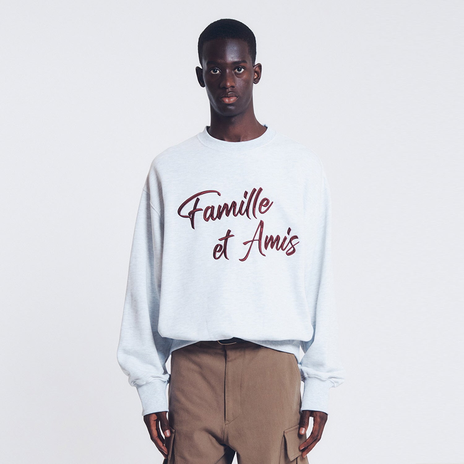 EMBROIDERY SLOGAN SWEATSHIRT (MELANGE GRAY)