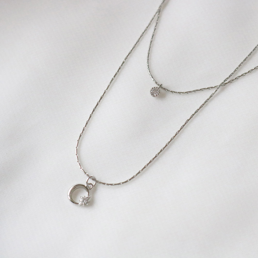 Layered simple moon necklace