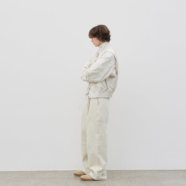 Belted Carpenter Cotton Pants (Ivory)