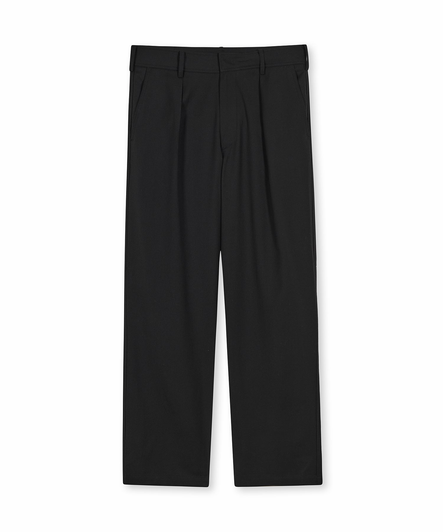 Wool One-Tuck Basic Slacks_Black