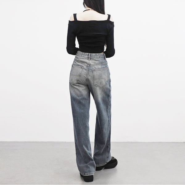 kipled wide denim pants