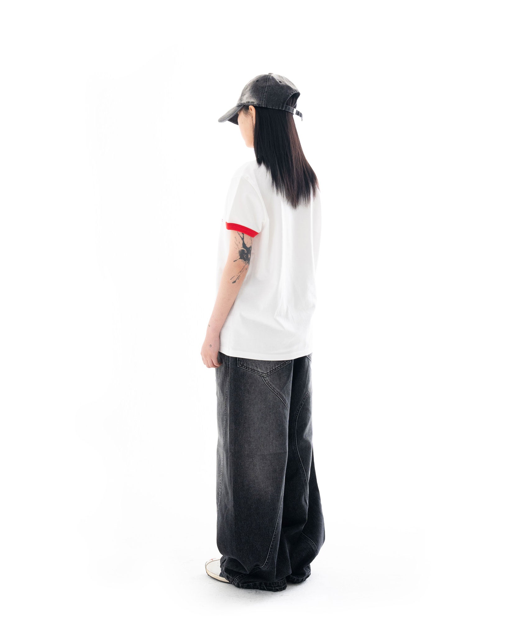 Paneled Denim Pants (Black)