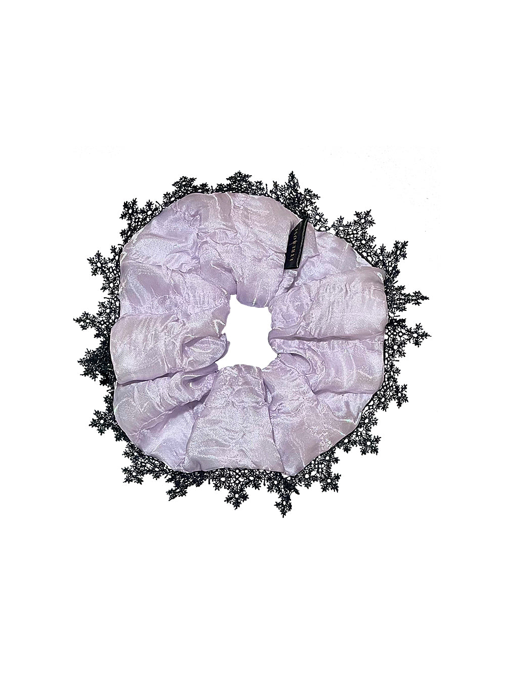 Glossy Organza Lace Satin Hair Scrunchie (M)