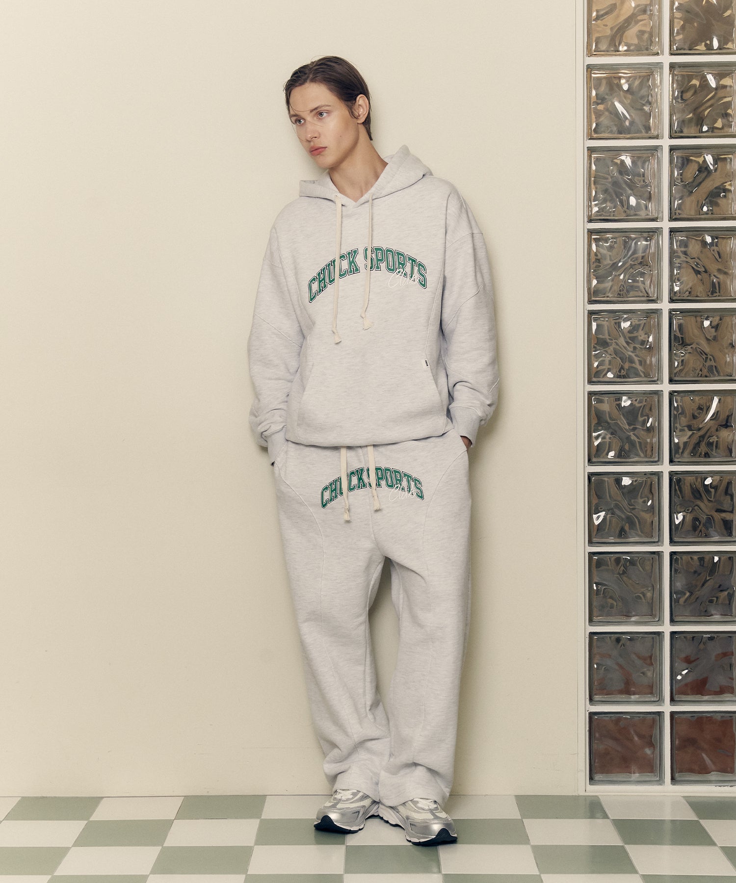 スポーツクラブブロックスウェットパンツ / CHUCK SPORTS CLUB BLOCK SWEAT PANTS (LIGHT GRAY)