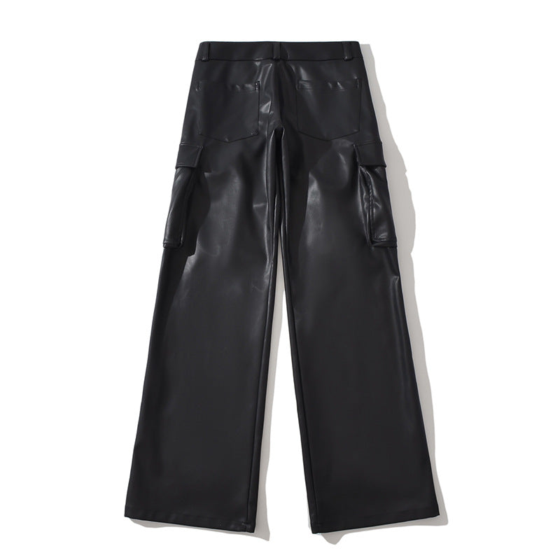 Leather Pocket Cargo Wide Pants