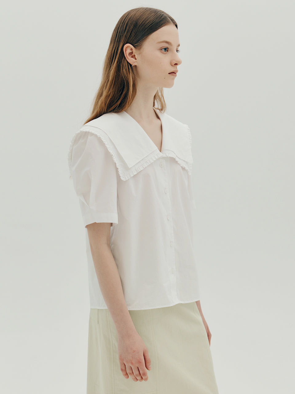 Double frill blouse - White