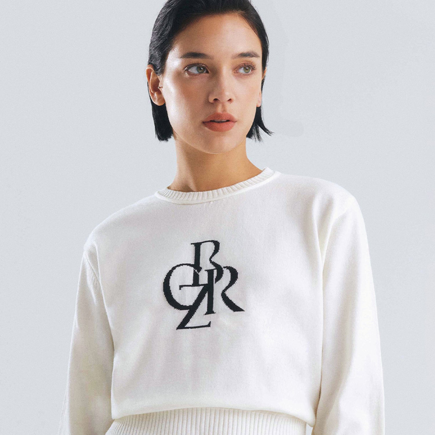 SYMBOL LOGO CROP KNIT_IVORY