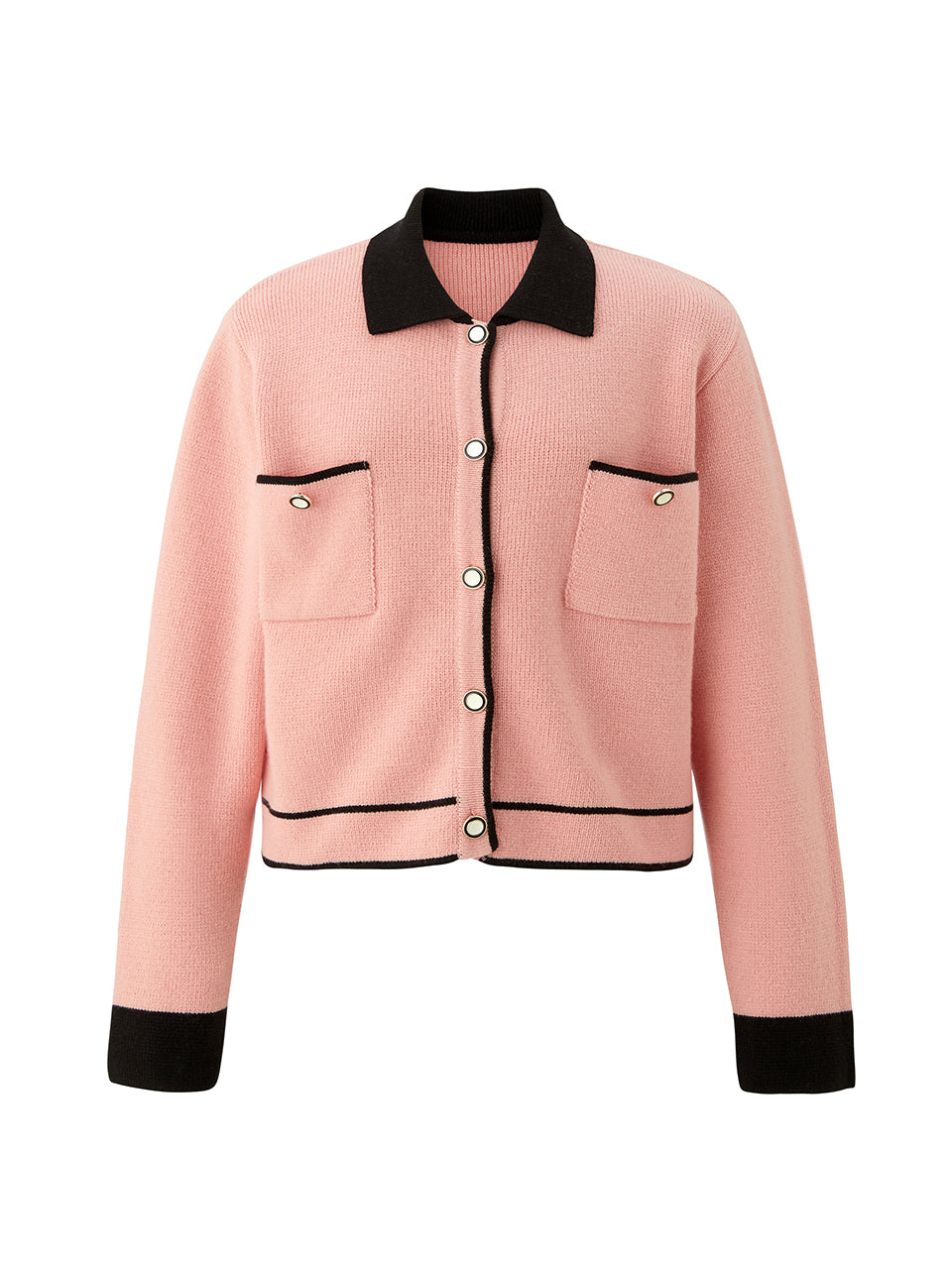 Cashmere collar point cardigan - Pink