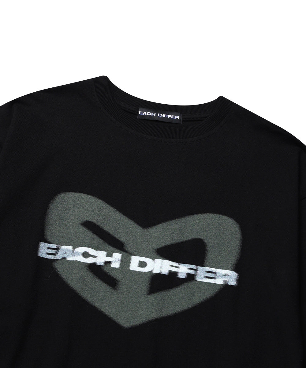 BLUR HEART LONG SLEEVE_BLACK