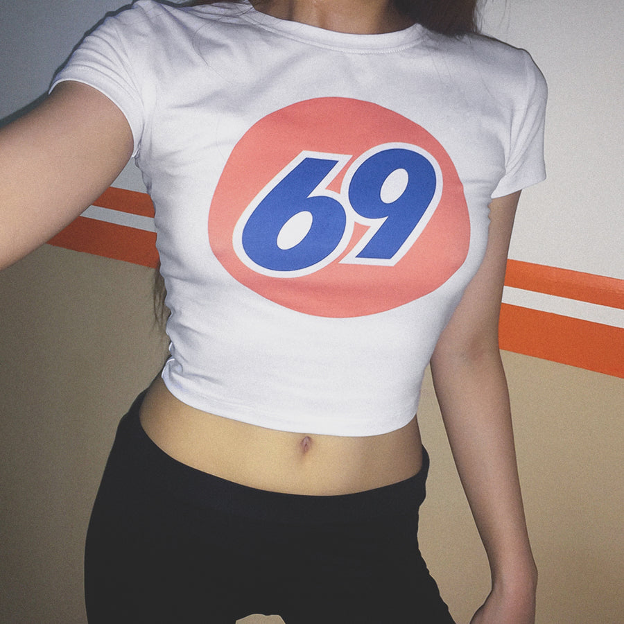 69 GAS STATION CROP TEE - MJN