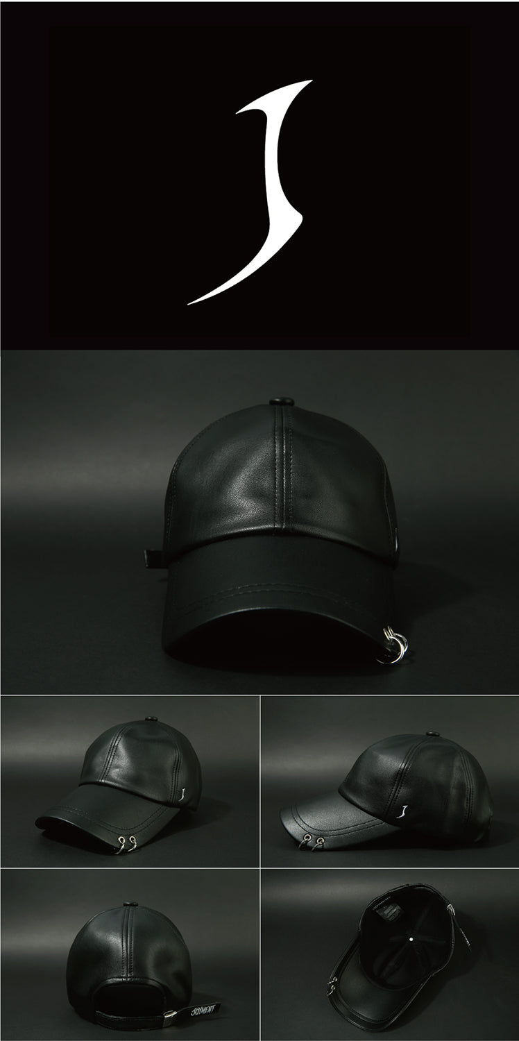 JOYMENT-BALL CAP LEATHER LOGO J RING