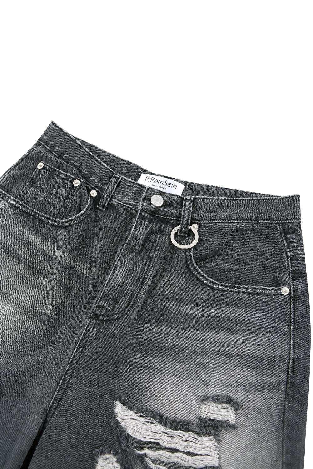 Vintage damaged wide black denim pants
