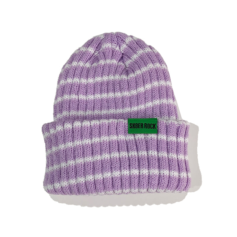 STRIPE LOGO BEANIE LAVENDER