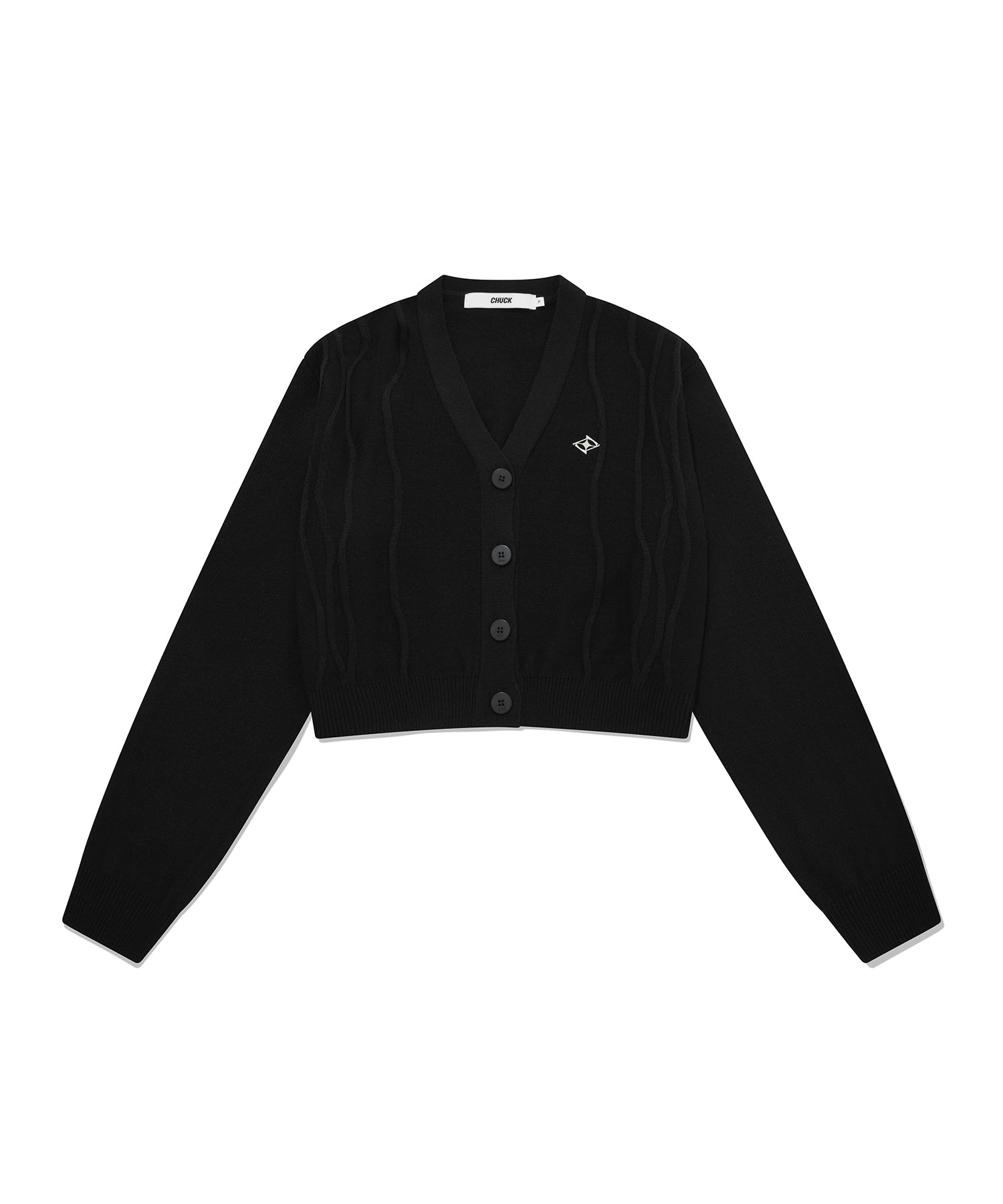 CHUCk ウェーブラインクロップニットカーディガン / CHUCK WAVE LINE CROP KNIT CARDIGAN (BLACK)