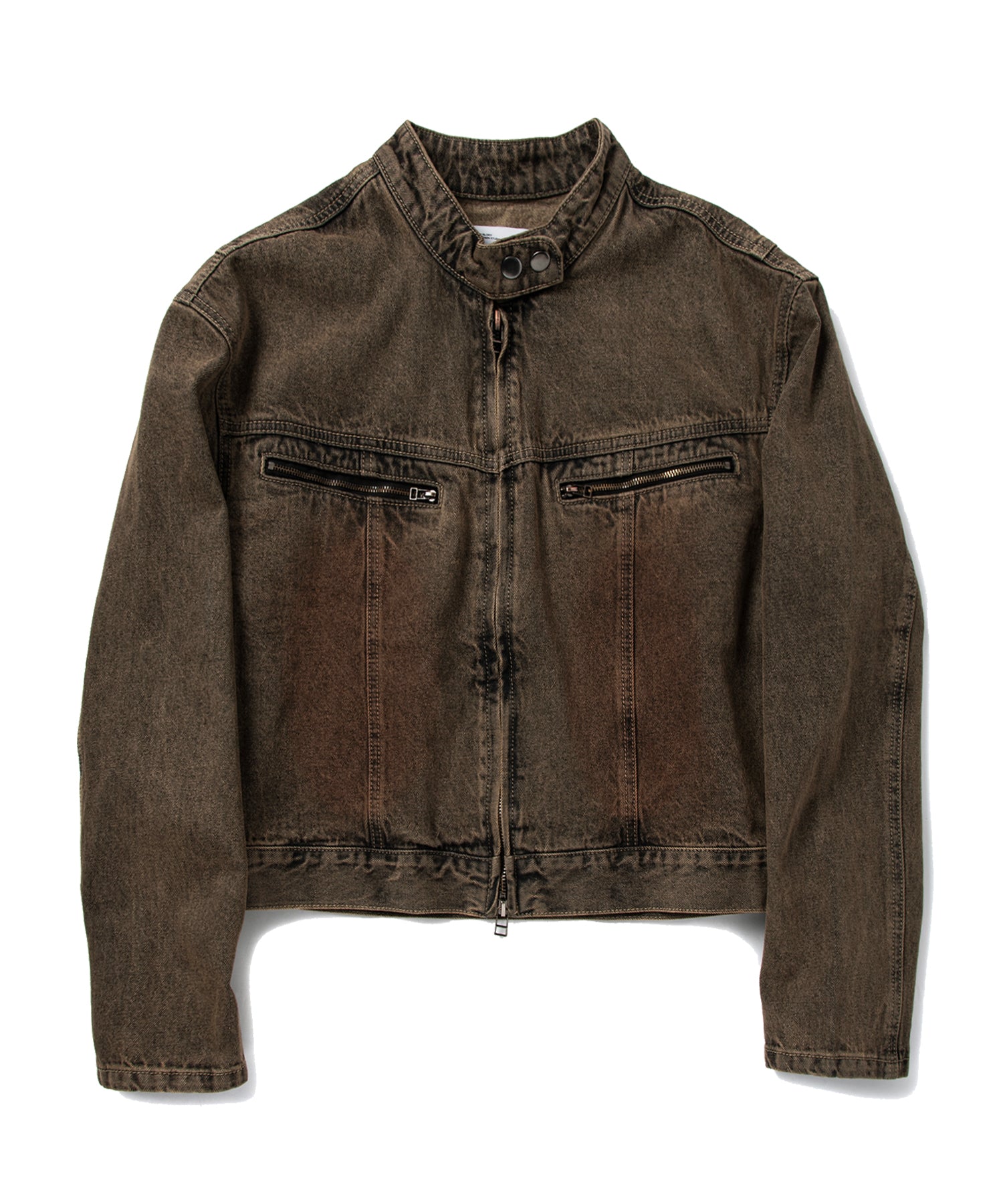 Vintage washed denim cropped jacket - washed brown