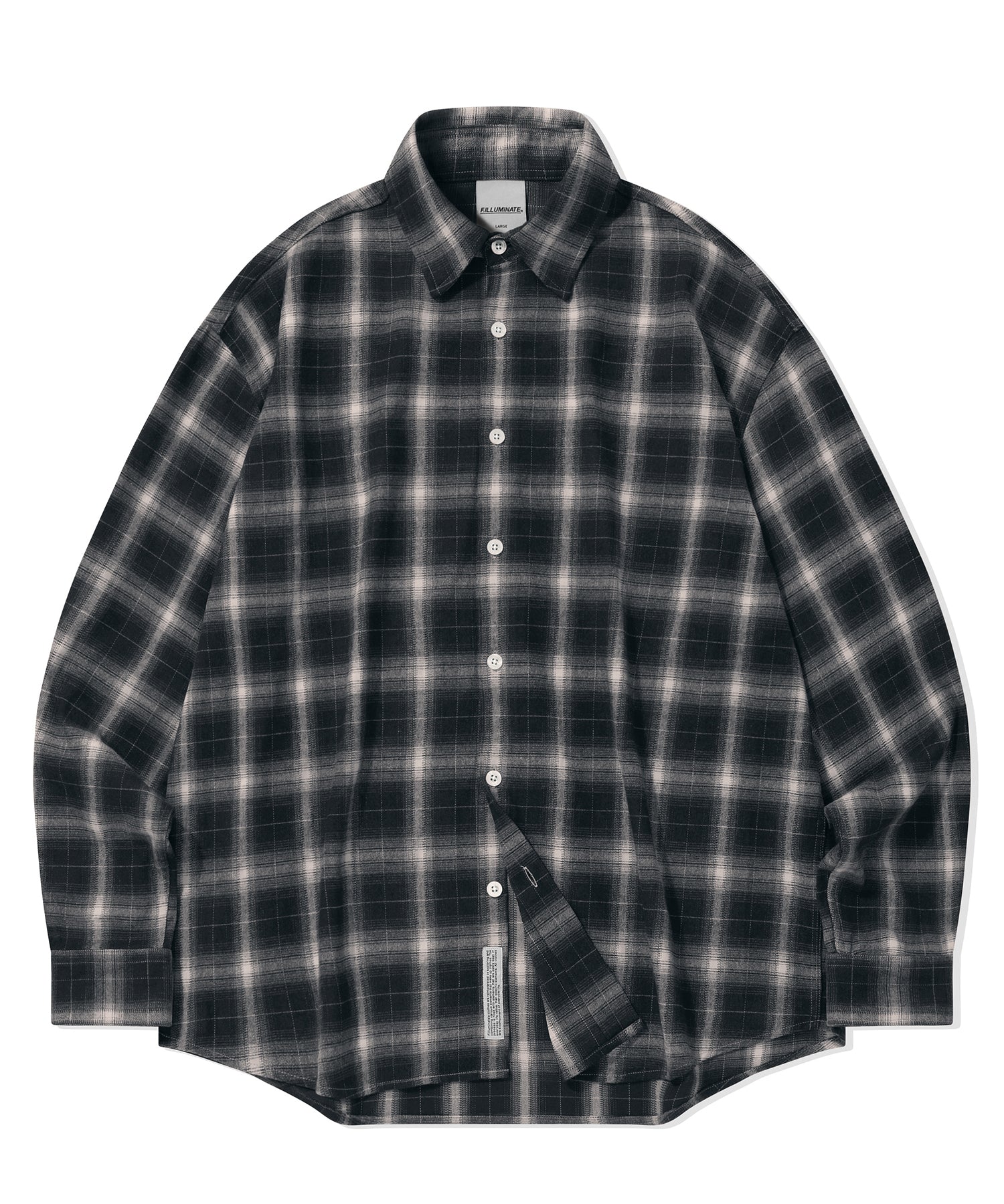 Overfit Plaid Check Shirt-Navy