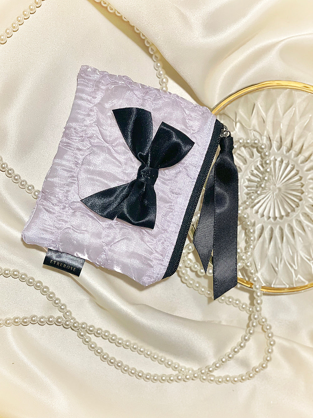 Glossy Organza Ribbon Zip-pouch (S