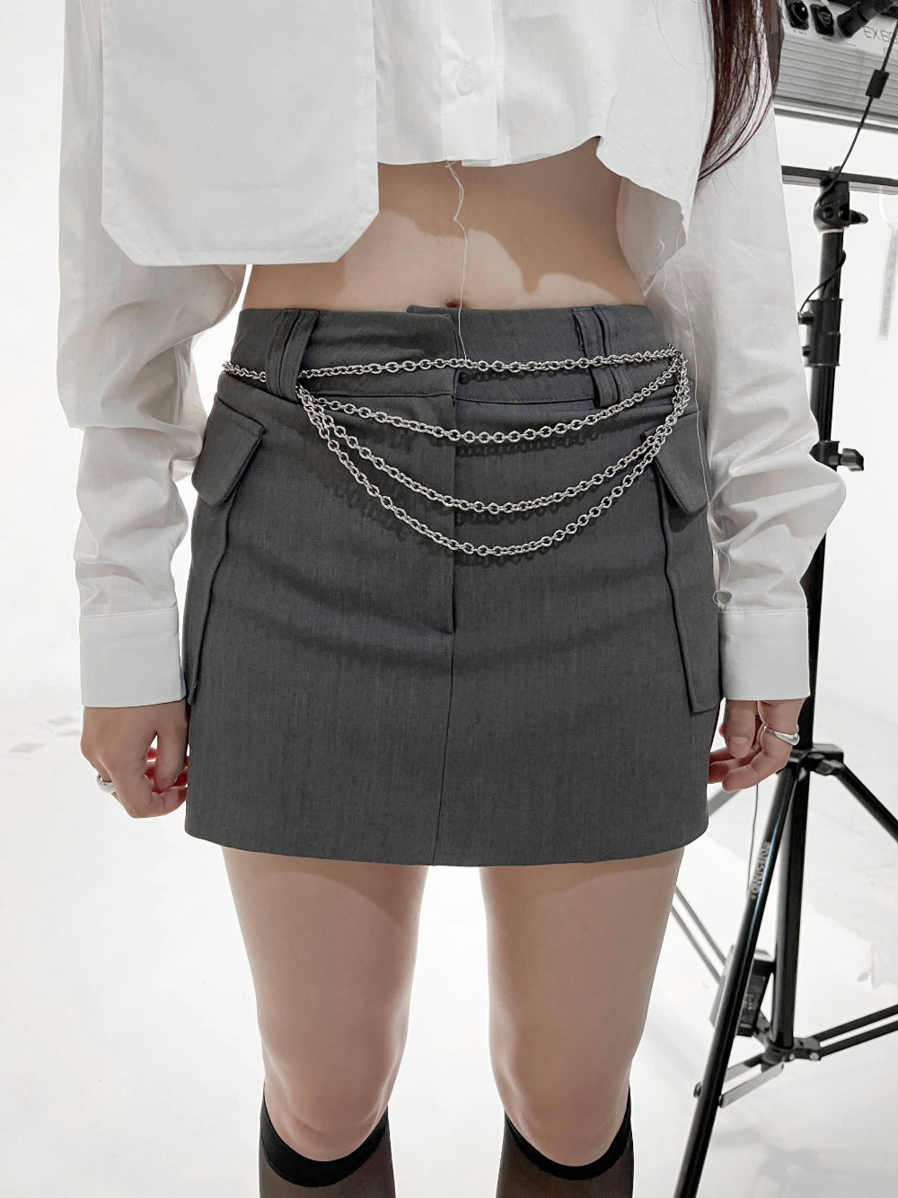 Metal silver layered chain belt (Silver)