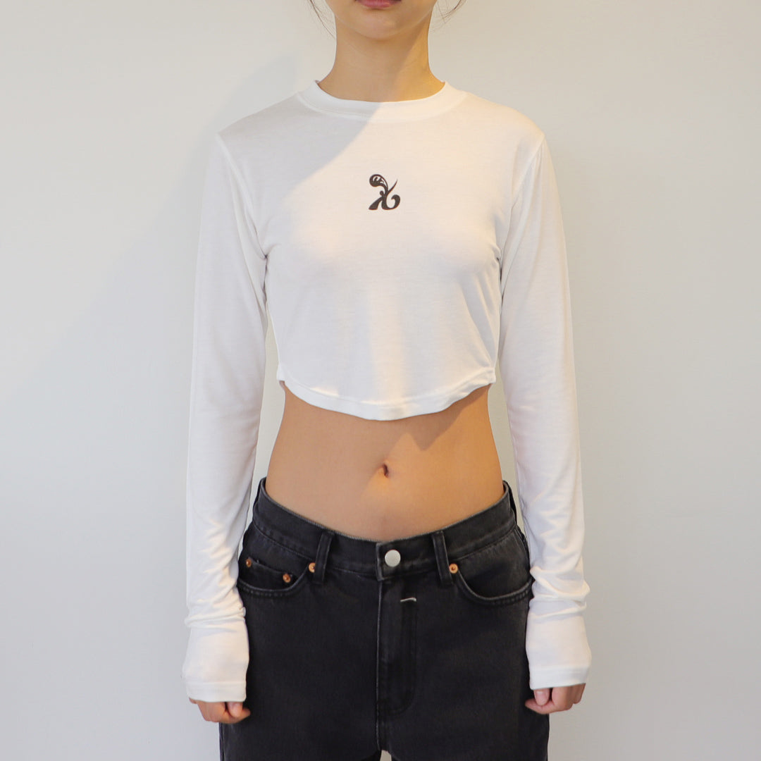 SYMBOL Crop long-sleeved T-Shirt (WHITE)