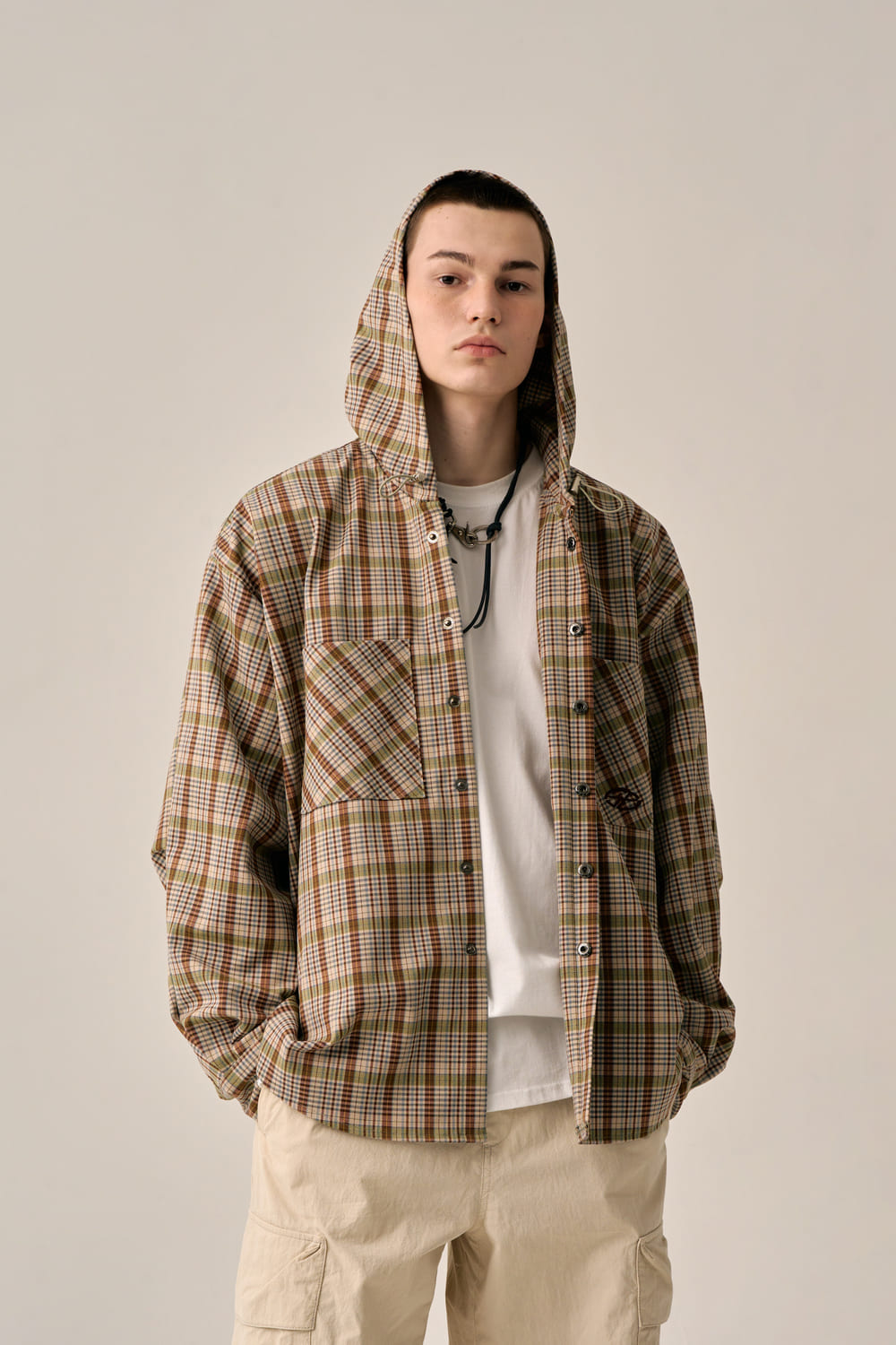 CHECKERED HOODED SHIRT