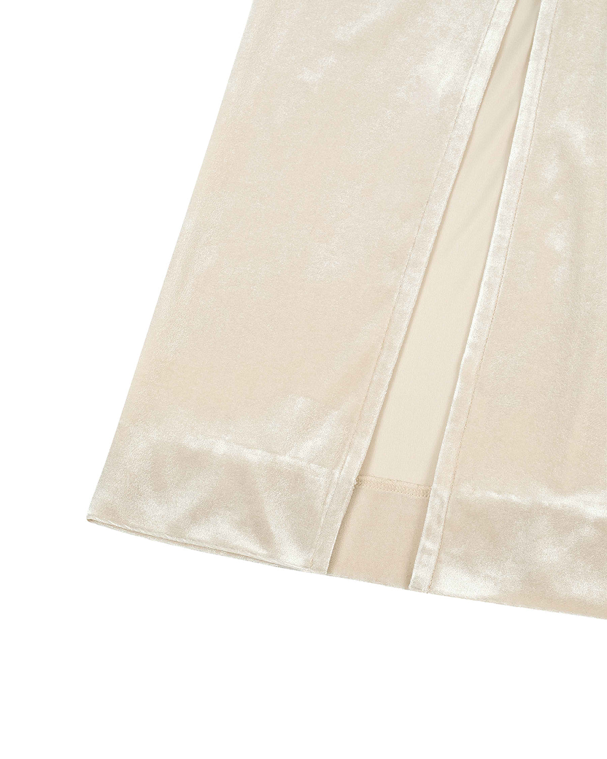 Velvet Draped Slit Long Skirt _ Cream