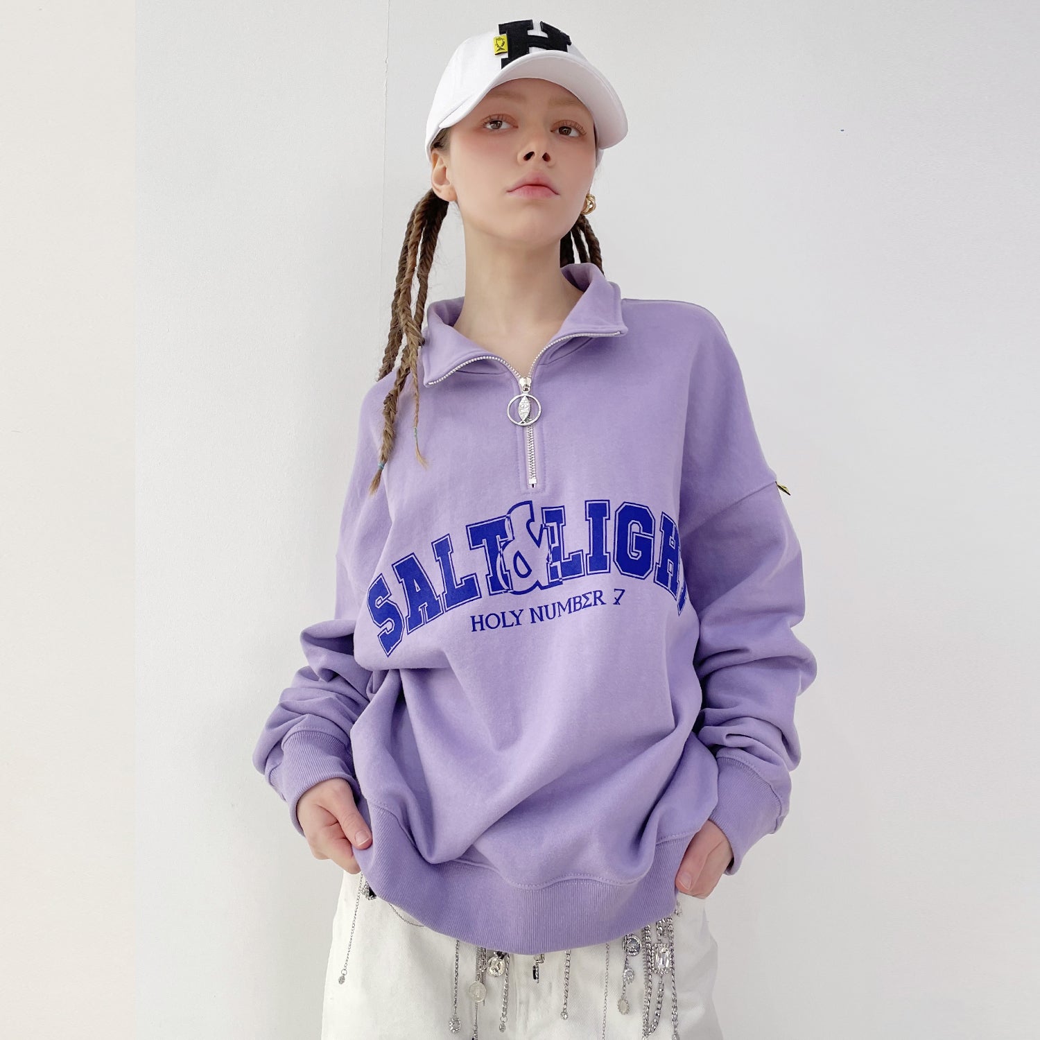 SALT & LIGHT NECK ZIPPER SWEATSHIRT_PURPLE