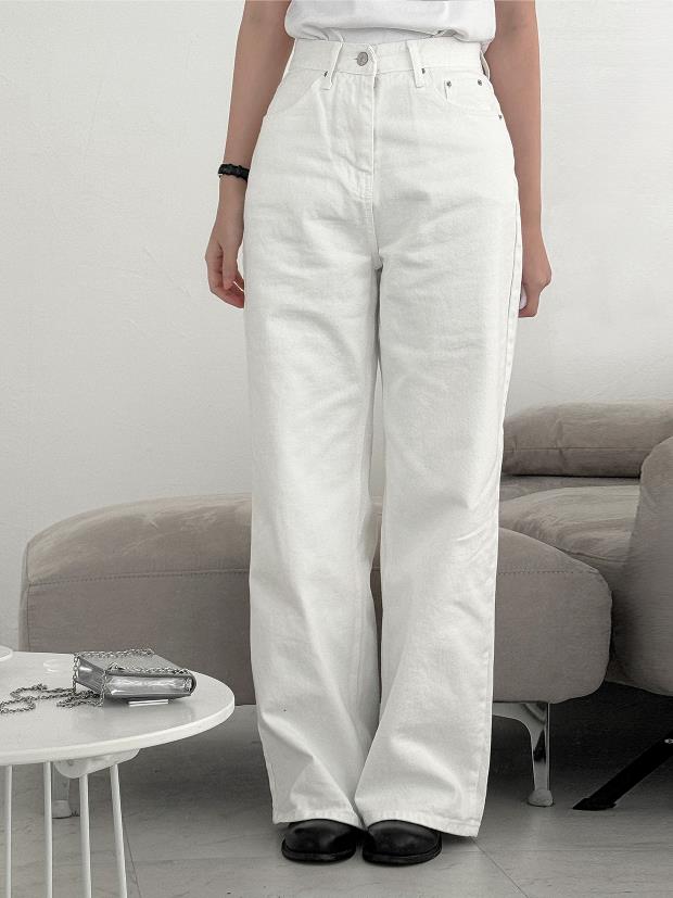 White Cotton Long Wide Pants