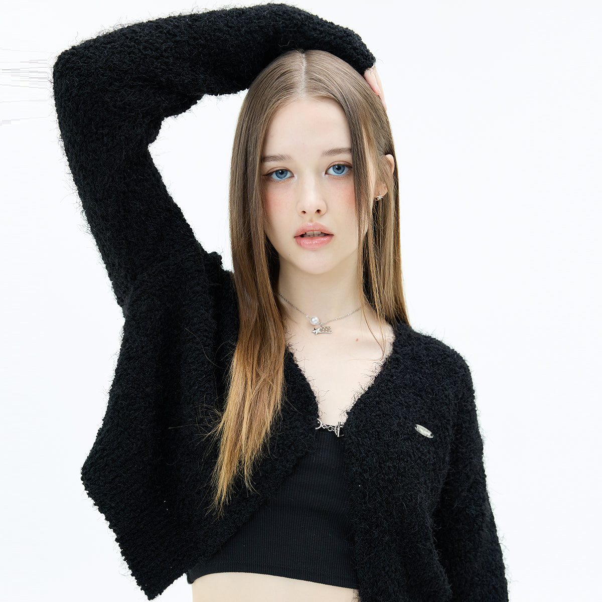 MZ POPCORN CARDIGAN (BLACK)