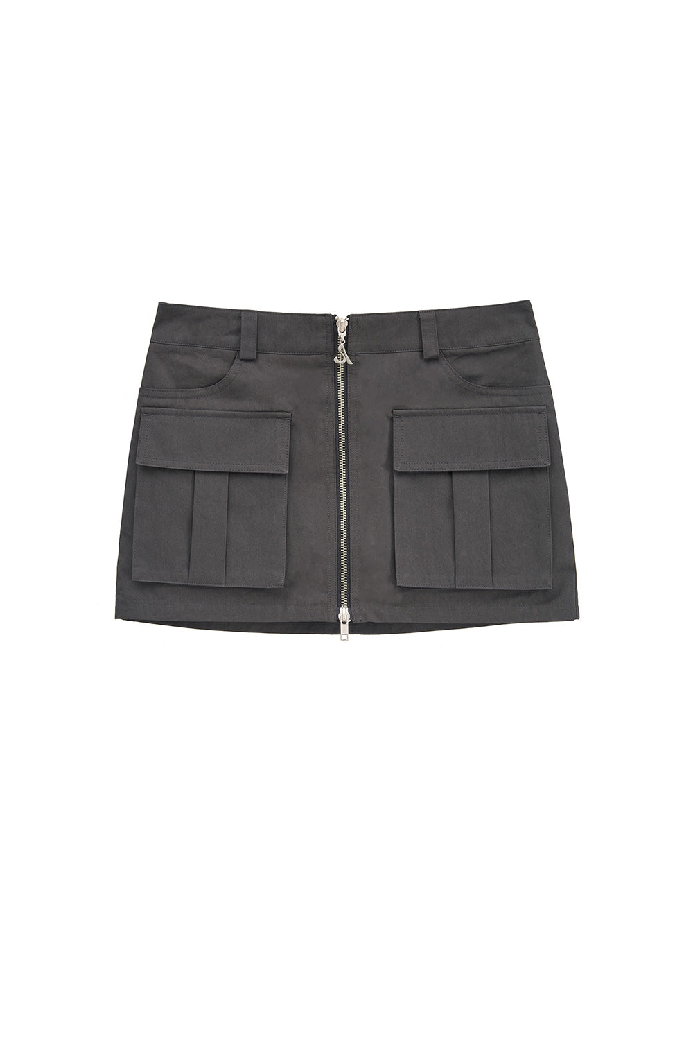 FRONT POCKET ZIP-UP SKIRT (CHARCOAL)