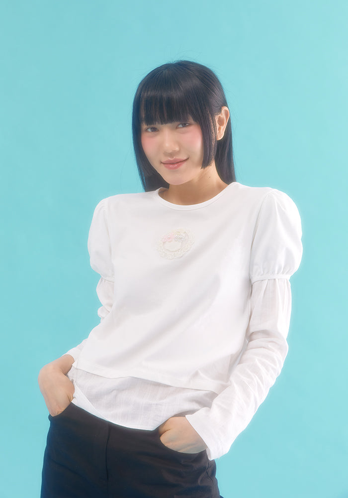  layered puff top_ivory