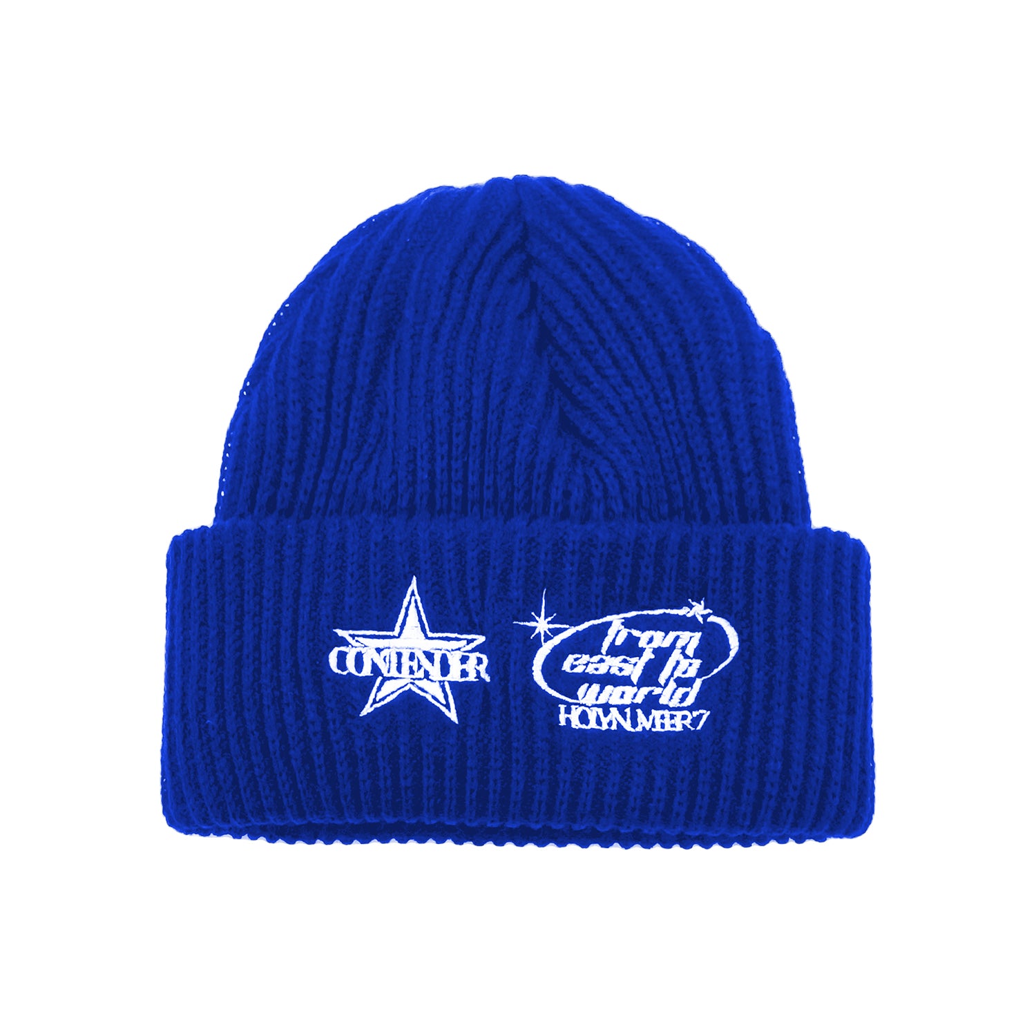 HOLYNUMBER7 X DKZ EMBROIDERY BEANIE_BLUE