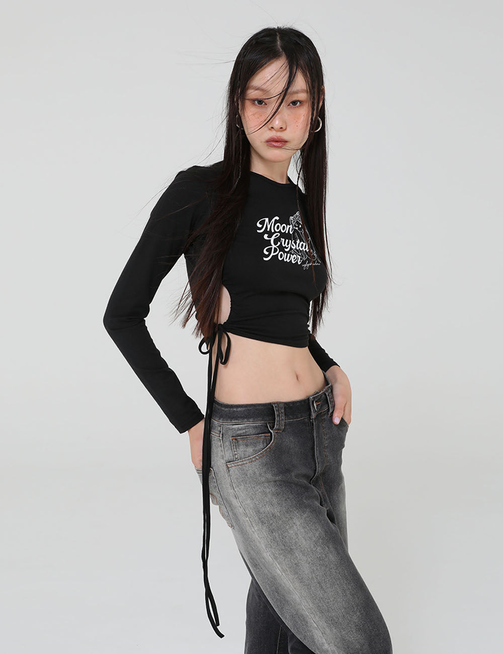 MOON GIRL CROP TOP(BLACK)