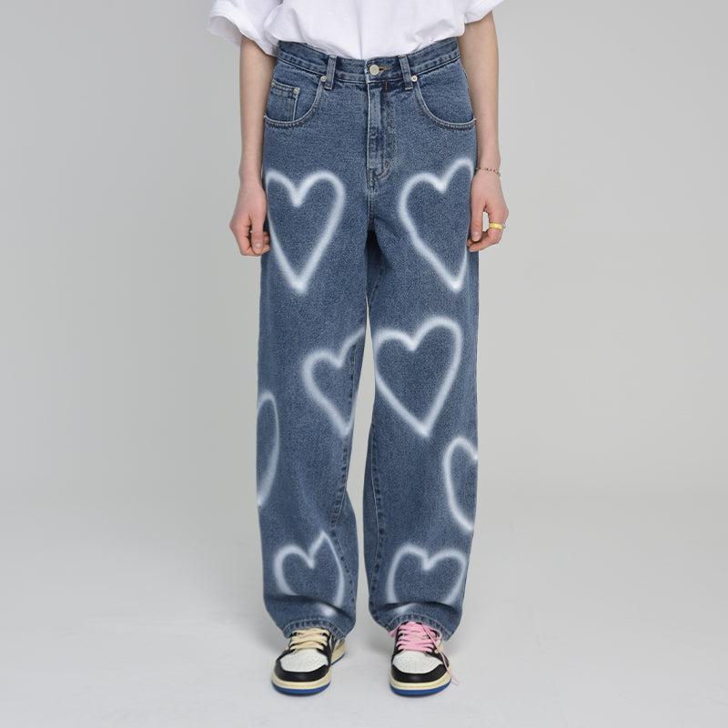 [unisex] heart denim pants (blue)