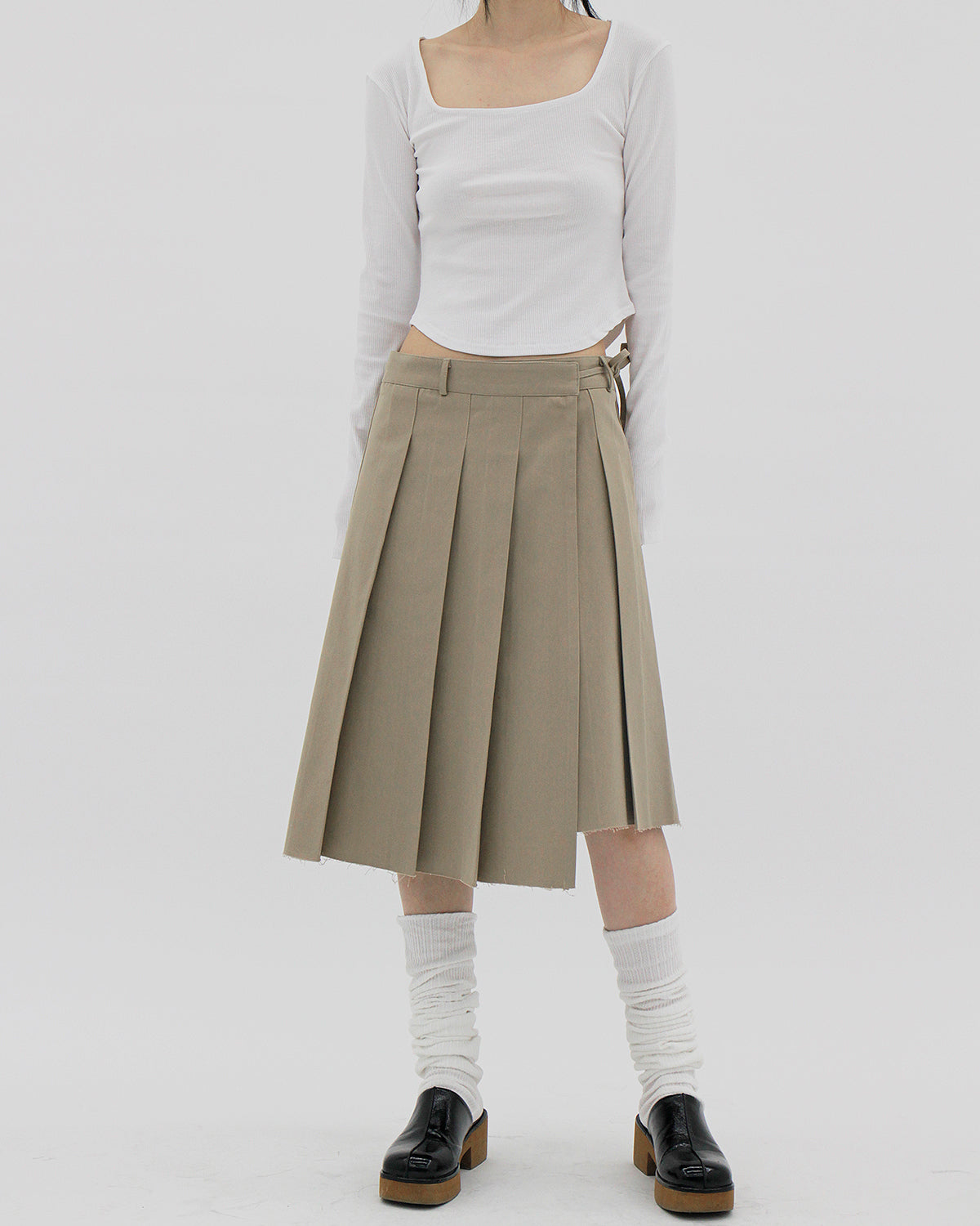 Pleated string wrap skirt (2color)