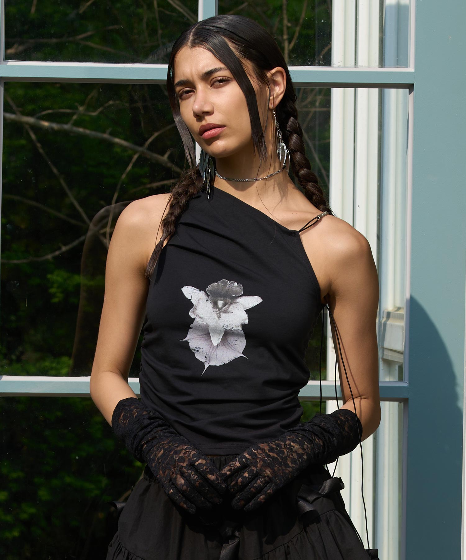 STRING FLOWER TOP (BLACK)